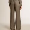 Pantalones de mujer de viscosa y seda con estampado floral Pantalones de mujer de viscosa y seda con estampado floral