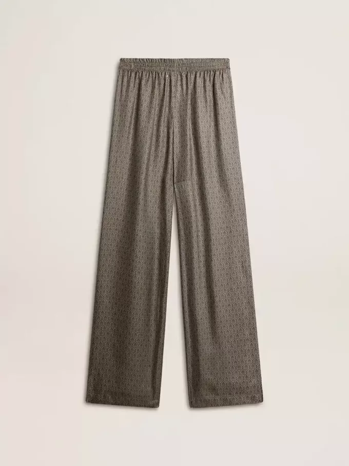 Pantalones de mujer de viscosa y seda con estampado floral Pantalones de mujer de viscosa y seda con estampado floral