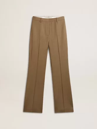 Pantalones de mujer en tejido de lana a medida gris paloma