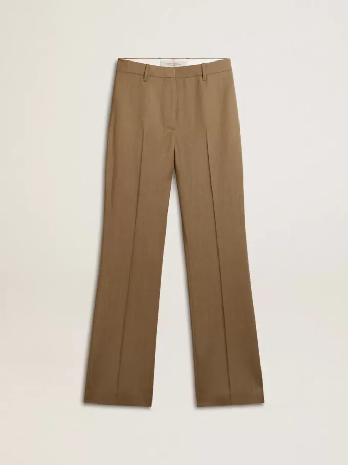 Pantalones de mujer en tejido de lana a medida gris paloma Pantalones de mujer en tejido de lana a medida gris paloma