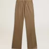 Pantalones de mujer en tejido de lana a medida gris paloma Pantalones de mujer en tejido de lana a medida gris paloma