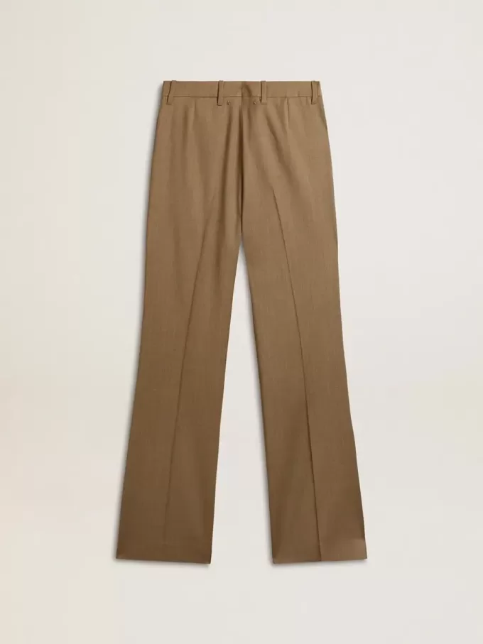 Pantalones de mujer en tejido de lana a medida gris paloma Pantalones de mujer en tejido de lana a medida gris paloma