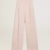 Pantalones de mujer en tejido de lana rosa entallado Pantalones de mujer en tejido de lana rosa entallado