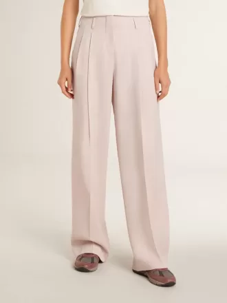 Pantalones de mujer en tejido de lana rosa entallado Pantalones de mujer en tejido de lana rosa entallado