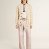 Pantalones de mujer en tejido de lana rosa entallado Pantalones de mujer en tejido de lana rosa entallado