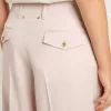 Pantalones de mujer en tejido de lana rosa entallado Pantalones de mujer en tejido de lana rosa entallado