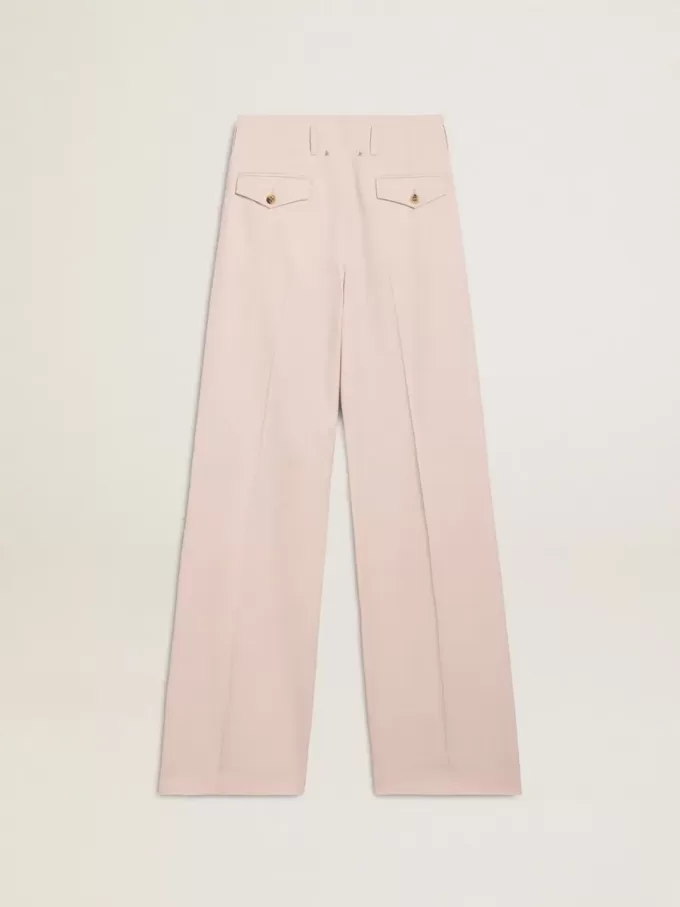 Pantalones de mujer en tejido de lana rosa entallado Pantalones de mujer en tejido de lana rosa entallado