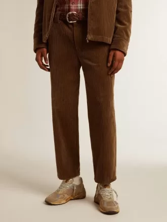 Pantalones de pana verde oliva oscuro para hombre