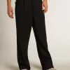 Pantalones de pierna ancha para hombre en lana azul oscuro Pantalones de pierna ancha para hombre en lana azul oscuro