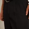 Pantalones de pierna ancha para hombre en lana azul oscuro Pantalones de pierna ancha para hombre en lana azul oscuro