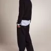 Pantalones de pierna ancha para hombre en lana azul oscuro Pantalones de pierna ancha para hombre en lana azul oscuro
