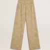 Pantalones de pijama para mujer en jacquard beige con estampado floral Pantalones de pijama para mujer en jacquard beige con estampado floral