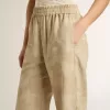 Pantalones de pijama para mujer en jacquard beige con estampado floral Pantalones de pijama para mujer en jacquard beige con estampado floral