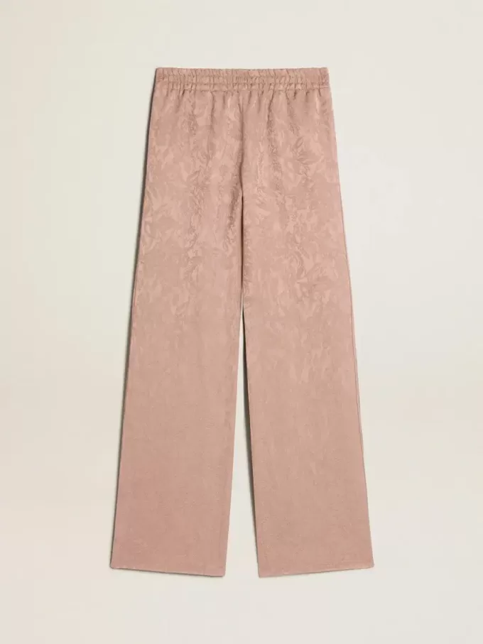 Pantalones de viscosa rosa con estampado floral para mujer Pantalones de viscosa rosa con estampado floral para mujer