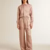 Pantalones de viscosa rosa con estampado floral para mujer Pantalones de viscosa rosa con estampado floral para mujer