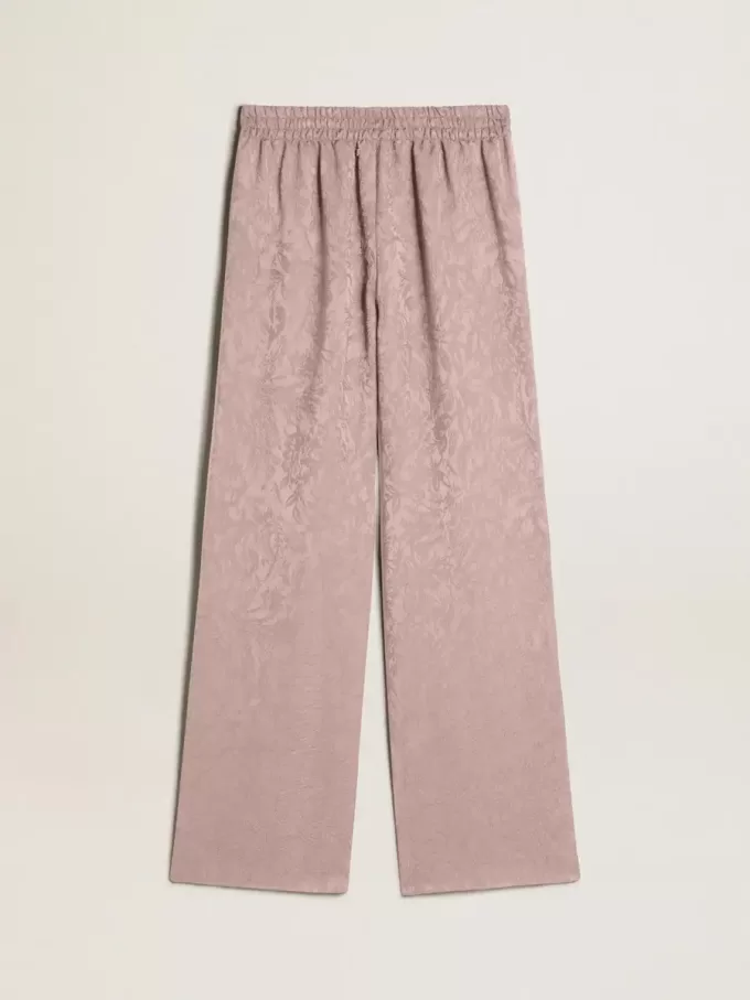 Pantalones de viscosa rosa con estampado floral para mujer Pantalones de viscosa rosa con estampado floral para mujer
