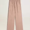 Pantalones de viscosa rosa con estampado floral para mujer Pantalones de viscosa rosa con estampado floral para mujer
