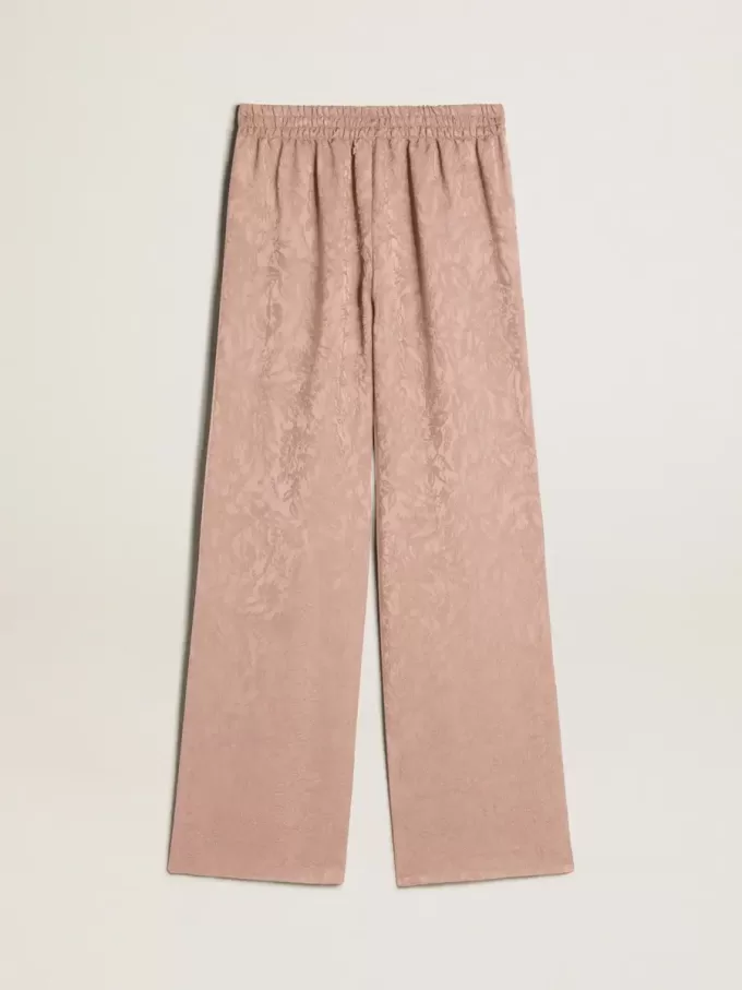 Pantalones de viscosa rosa con estampado floral para mujer Pantalones de viscosa rosa con estampado floral para mujer