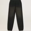 Pantalones deportivos unisex lavados en negro Pantalones deportivos unisex lavados en negro
