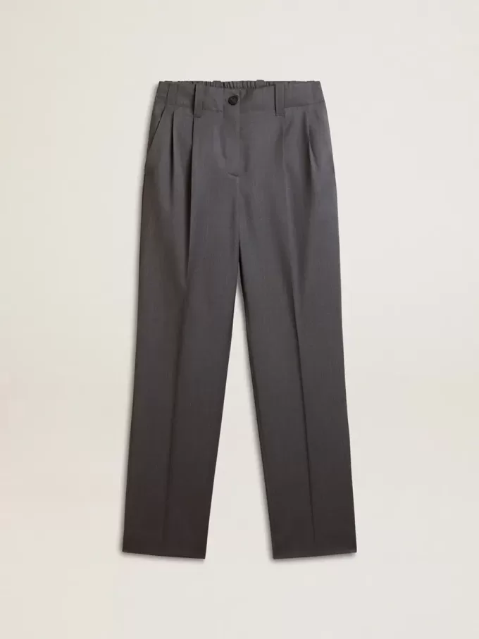 Pantalones holgados de mujer en lana azul celeste Pantalones holgados de mujer en lana azul celeste