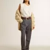 Pantalones holgados de mujer en lana azul celeste Pantalones holgados de mujer en lana azul celeste