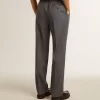Pantalones holgados de mujer en lana azul celeste Pantalones holgados de mujer en lana azul celeste