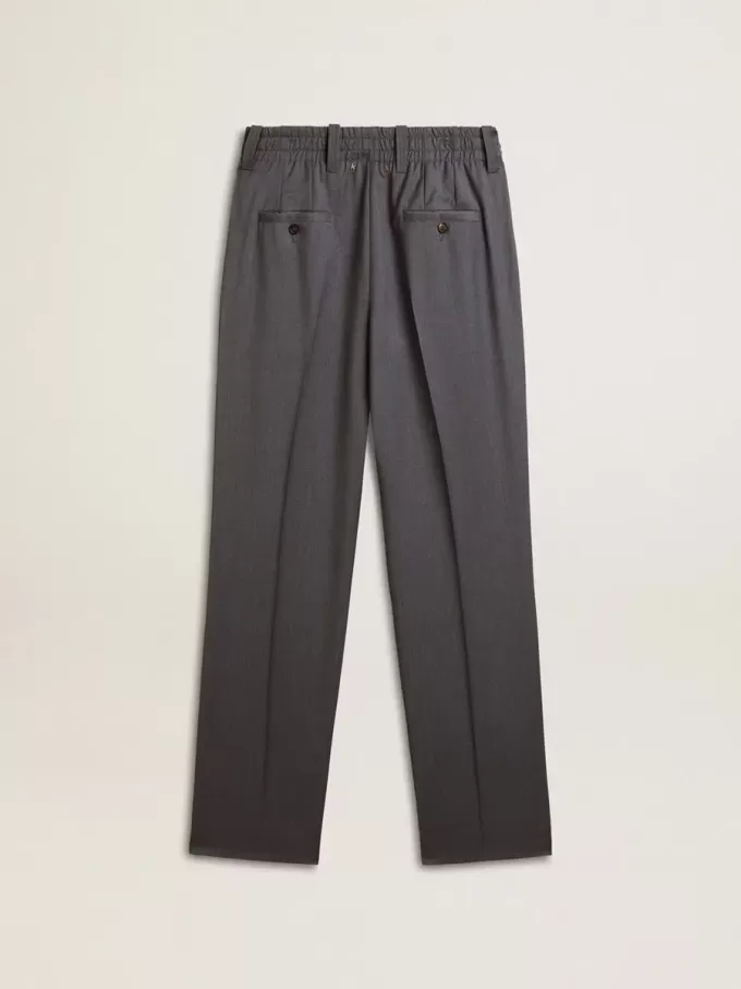 Pantalones holgados de mujer en lana azul celeste Pantalones holgados de mujer en lana azul celeste