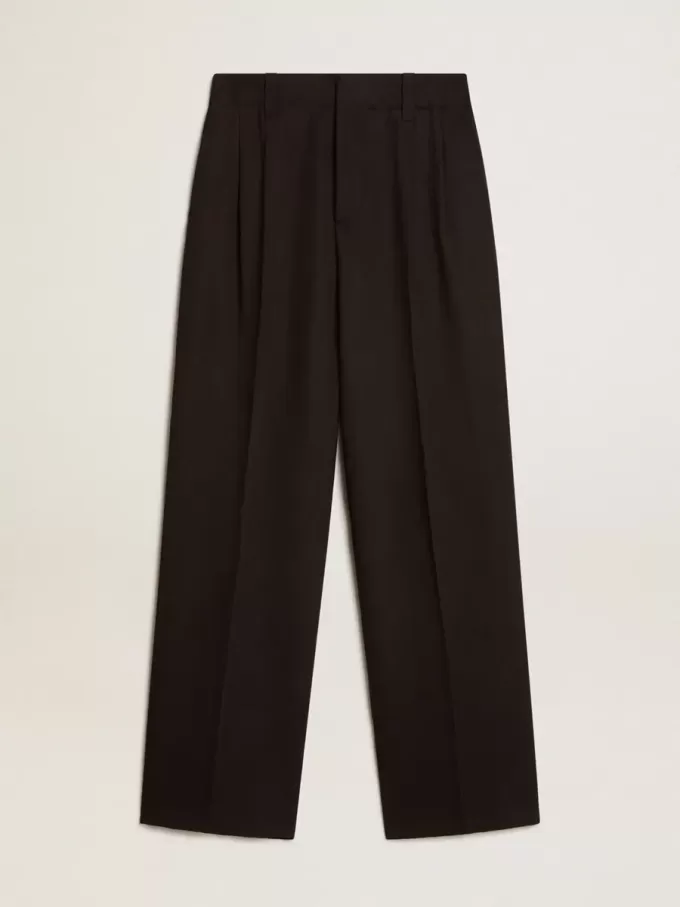 Pantalones negros de mezcla de lana y viscosa Pantalones negros de mezcla de lana y viscosa