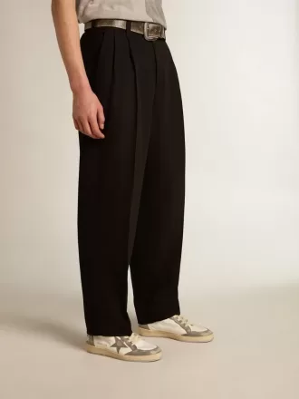 Pantalones negros de mezcla de lana y viscosa
