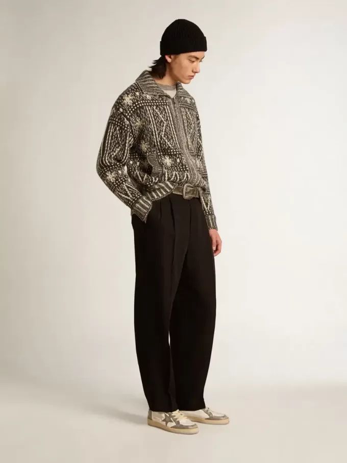 Pantalones negros de mezcla de lana y viscosa Pantalones negros de mezcla de lana y viscosa