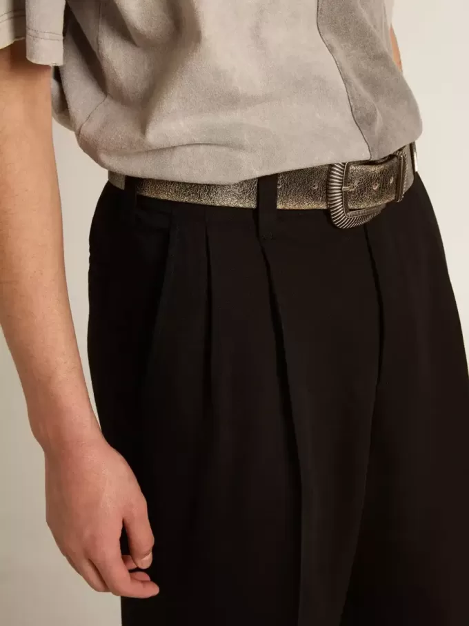 Pantalones negros de mezcla de lana y viscosa Pantalones negros de mezcla de lana y viscosa