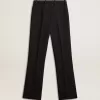 Pantalones negros suaves para mujer en mezcla de lana Pantalones negros suaves para mujer en mezcla de lana