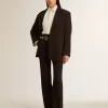 Pantalones negros suaves para mujer en mezcla de lana Pantalones negros suaves para mujer en mezcla de lana