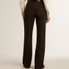 Pantalones negros suaves para mujer en mezcla de lana Pantalones negros suaves para mujer en mezcla de lana