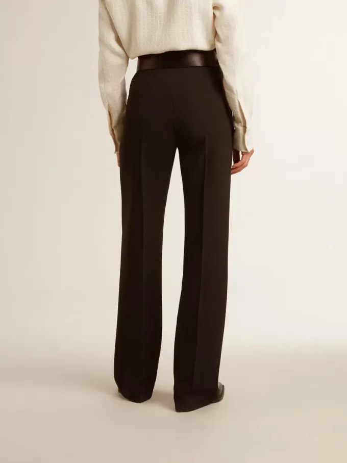 Pantalones negros suaves para mujer en mezcla de lana Pantalones negros suaves para mujer en mezcla de lana