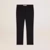 Pantalones pitillo de lana azul oscuro para mujer Pantalones pitillo de lana azul oscuro para mujer