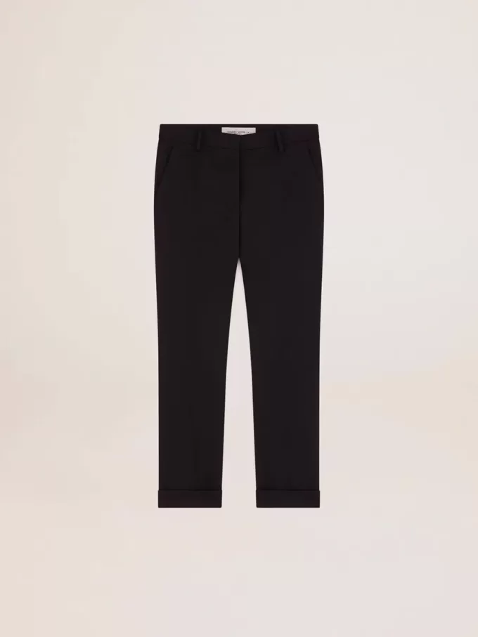 Pantalones pitillo de lana azul oscuro para mujer Pantalones pitillo de lana azul oscuro para mujer