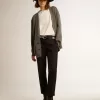 Pantalones pitillo de lana azul oscuro para mujer Pantalones pitillo de lana azul oscuro para mujer