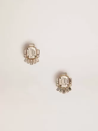 Pendientes de botón Déco para mujer en color oro antiguo con cristales