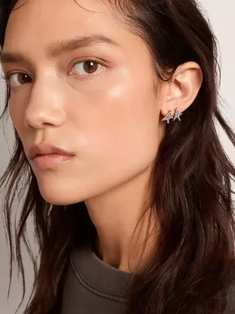 Pendientes de botón para mujer en color oro antiguo con cristales Pendientes de botón para mujer en color oro antiguo con cristales