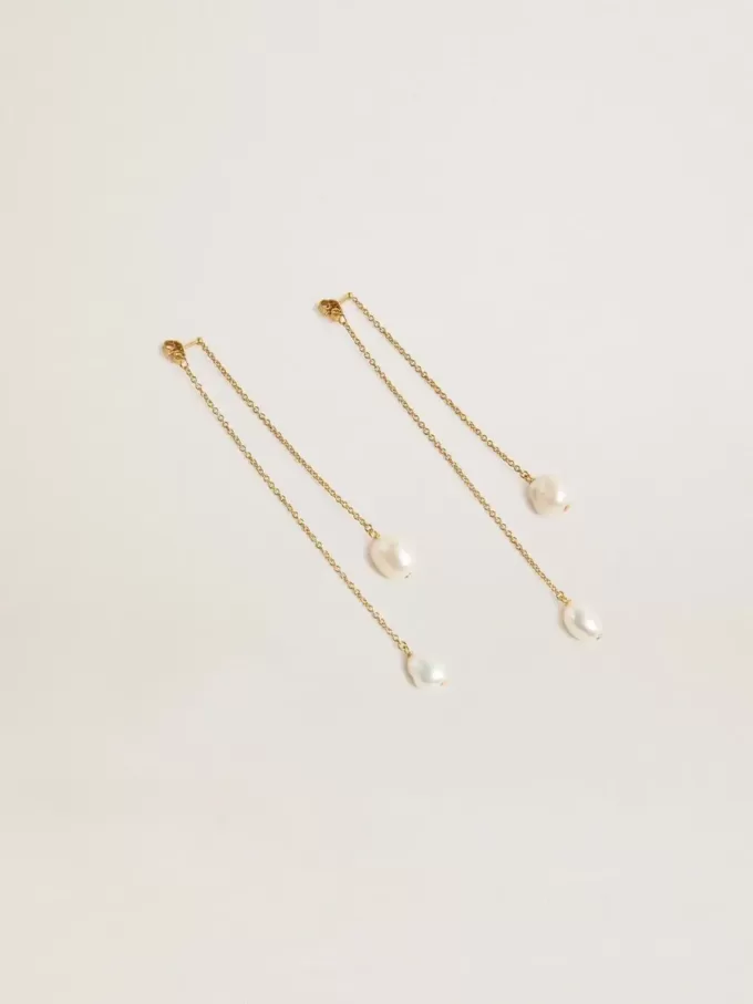 Pendientes largos con perlas Pendientes largos con perlas