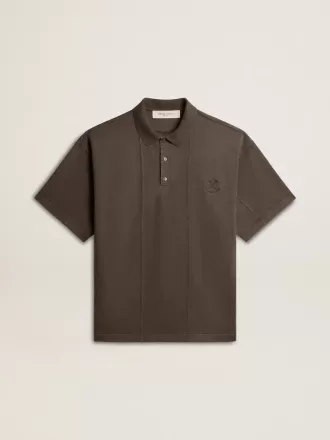 Polo de algodón para hombre en gris antracita con bordado
