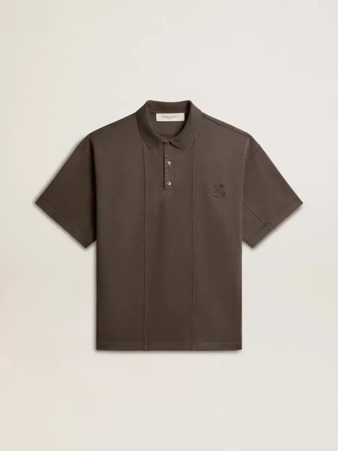 Polo de algodón para hombre en gris antracita con bordado Polo de algodón para hombre en gris antracita con bordado