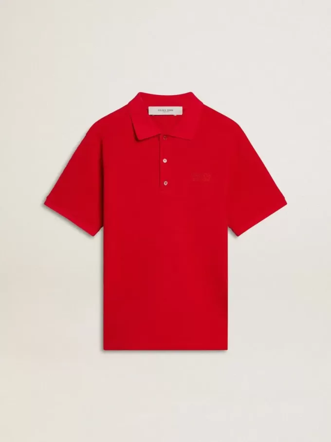 Polo de hombre en piqué de algodón rojo Polo de hombre en piqué de algodón rojo