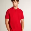 Polo de hombre en piqué de algodón rojo Polo de hombre en piqué de algodón rojo
