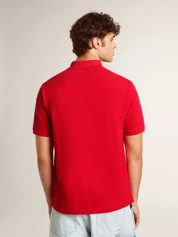 Polo de hombre en piqué de algodón rojo Polo de hombre en piqué de algodón rojo
