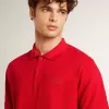 Polo de hombre en piqué de algodón rojo Polo de hombre en piqué de algodón rojo