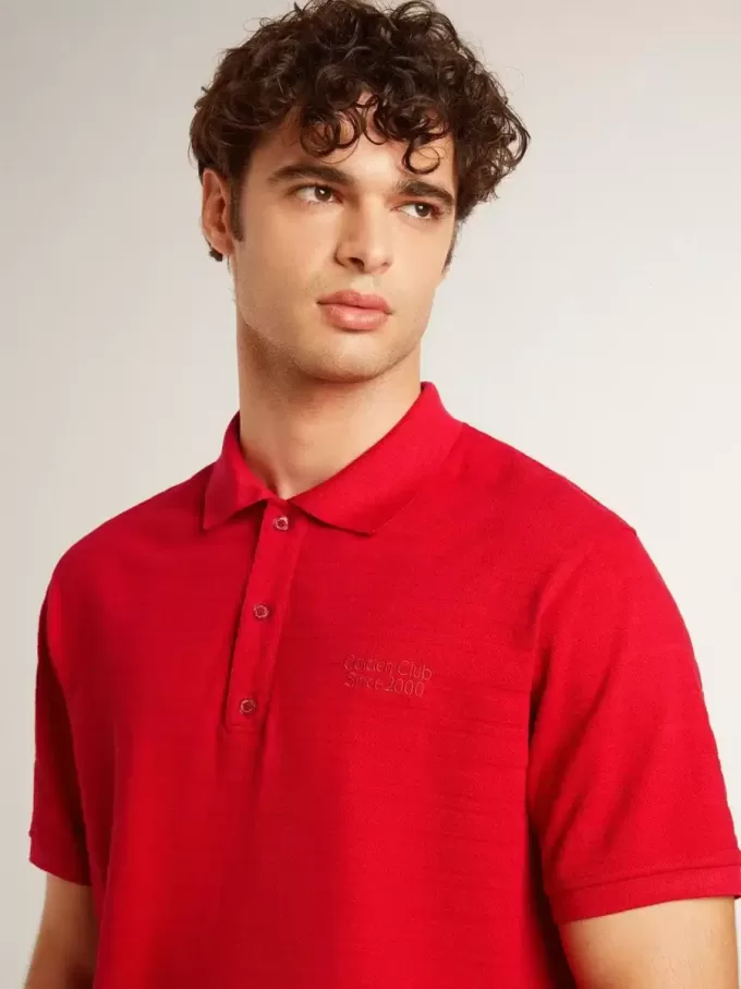 Polo de hombre en piqué de algodón rojo Polo de hombre en piqué de algodón rojo