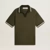 Polo de jersey verde militar para hombre con bordado Polo de jersey verde militar para hombre con bordado