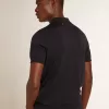 Polo de manga corta para hombre en lana merino azul marino Polo de manga corta para hombre en lana merino azul marino